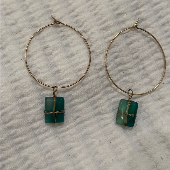 Jewelry - Hoop earrings with jade drop